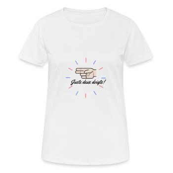 Nur zwei Finger! - Frauen T-Shirt atmungsaktiv - Weiß - Vorne - AI Model Female 172 dark (172cm)