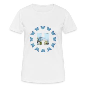 fleurs oiseaux bleus h - T-shirt respirant Femme - blanc - Devant - AI Model Female 172 dark (172cm)