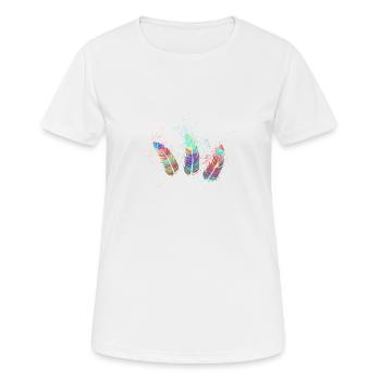 feathers,colorful,feather,graffiti - Women's Breathable T-Shirt - white - Front - AI Model Female 172 dark (172cm)