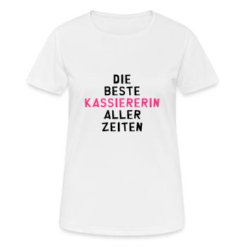 Kassierer Kassiererin Handel Verkäufer Kasse - Frauen T-Shirt atmungsaktiv - Weiß - Vorne - AI Model Female 172 dark (172cm)