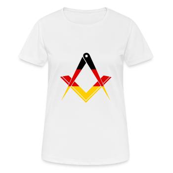 Freimaurer Winkel & Zirkel DEUTSCHLAND - Frauen T-Shirt atmungsaktiv - Weiß - Vorne - AI Model Female 172 dark (172cm)