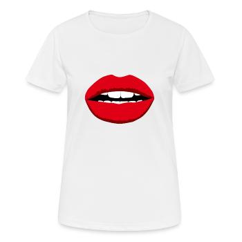Lippen Mund Rot Gesicht Zähne - Frauen T-Shirt atmungsaktiv - Weiß - Vorne - AI Model Female 172 dark (172cm)