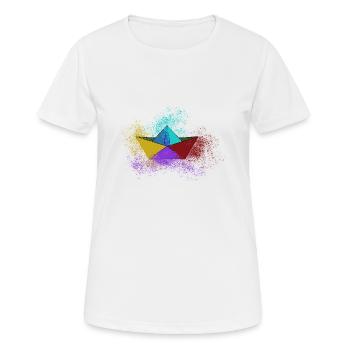 bateau, navire en papier, coloré, navire, graffiti - T-shirt respirant Femme - blanc - Devant - AI Model Female 172 dark (172cm)