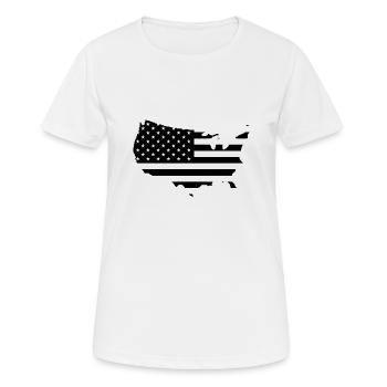USA drapeau contour noir - T-shirt respirant Femme - blanc - Devant - AI Model Female 172 dark (172cm)