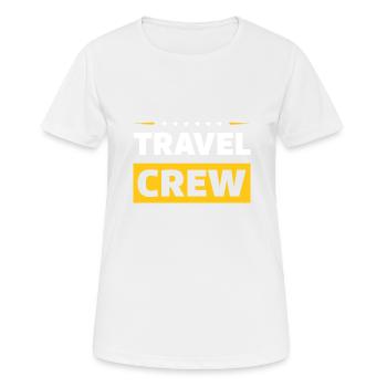 Travel Crew - Frauen T-Shirt atmungsaktiv - Weiß - Vorne - AI Model Female 172 dark (172cm)
