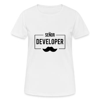 Senor Developer - Women's Breathable T-Shirt - white - Front - AI Model Female 172 dark (172cm)