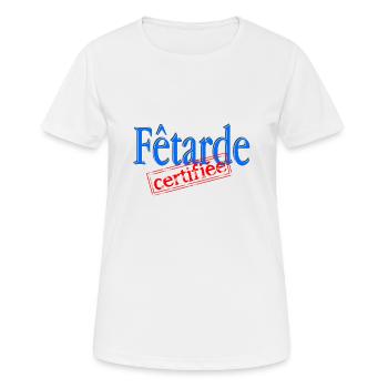 Fêtarde certifiée - T-shirt respirant Femme - blanc - Devant - AI Model Female 172 dark (172cm)