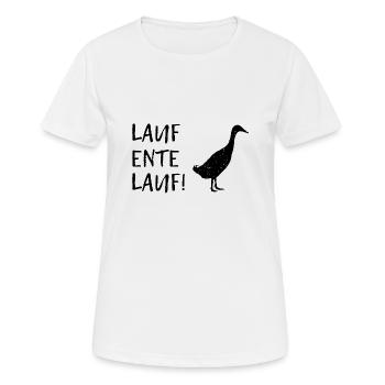 Laufente lauf Geschenk Ente Entenbesitzer - Frauen T-Shirt atmungsaktiv - Weiß - Vorne - AI Model Female 172 dark (172cm)