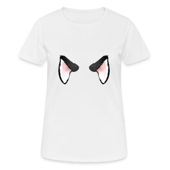 Oreilles de chat noir - T-shirt respirant Femme - blanc - Devant - AI Model Female 172 dark (172cm)