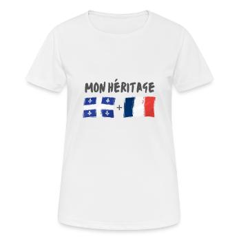mon héritage france et québec - T-shirt respirant Femme - blanc - Devant - AI Model Female 172 dark (172cm)