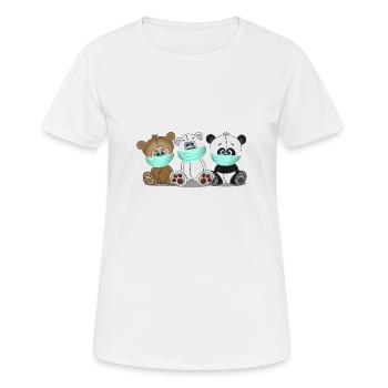 Grizzly Bär Polar Bär Panda Bär mit Mundschutz - Frauen T-Shirt atmungsaktiv - Weiß - Vorne - AI Model Female 172 dark (172cm)