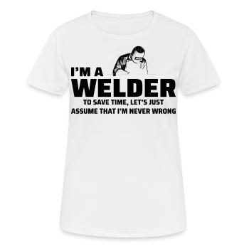 Schweißschweißer Metallbau Eisenarbeiter - Frauen T-Shirt atmungsaktiv - Weiß - Vorne - AI Model Female 172 dark (172cm)