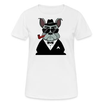 sinistre Français Bulldog Mafia Trend - T-shirt respirant Femme - blanc - Devant - AI Model Female 172 dark (172cm)