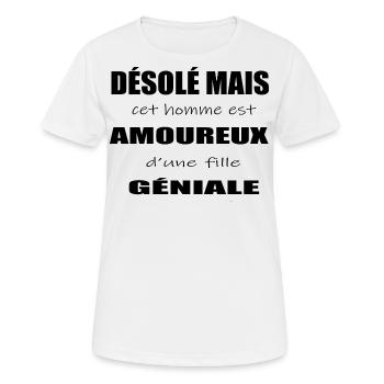 Homme Amoureux - T-shirt respirant Femme - blanc - Devant - AI Model Female 172 dark (172cm)