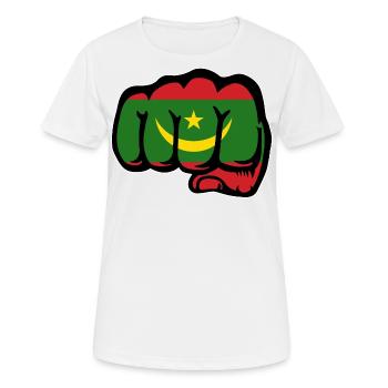 Poing du drapeau de la Mauritanie - T-shirt respirant Femme - blanc - Devant - AI Model Female 172 dark (172cm)
