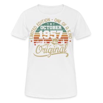 Oktober 1957 - Im Oktober 1957 wurden Legenden geboren - Frauen T-Shirt atmungsaktiv - Weiß - Vorne - AI Model Female 172 dark (172cm)