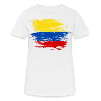 Kolumbien Flagge used - Frauen T-Shirt atmungsaktiv - Weiß - Vorne - AI Model Female 172 dark (172cm)
