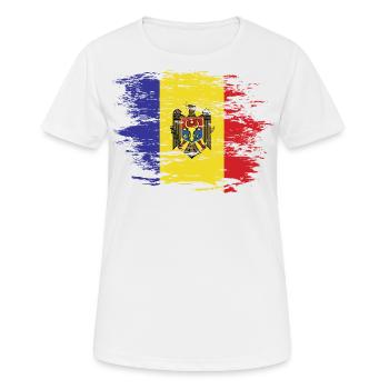Moldau Flagge used - Frauen T-Shirt atmungsaktiv - Weiß - Vorne - AI Model Female 172 dark (172cm)