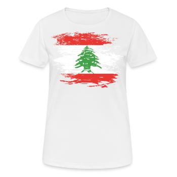 Libanon Flagge used - Frauen T-Shirt atmungsaktiv - Weiß - Vorne - AI Model Female 172 dark (172cm)