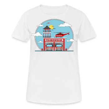 Hélicoptère et camion de pompiers - T-shirt respirant Femme - blanc - Devant - AI Model Female 172 dark (172cm)
