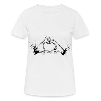 Signal de la main du cœur - T-shirt respirant Femme - blanc - Devant - AI Model Female 172 dark (172cm)