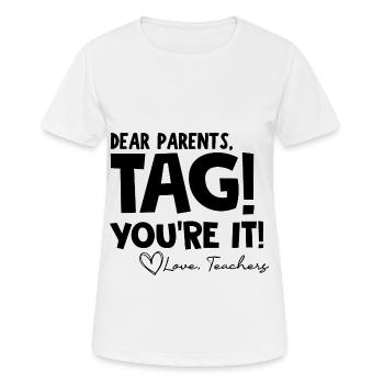 le Dernier jour d'école Drôle Fête des parents - T-shirt respirant Femme - blanc - Devant - AI Model Female 172 dark (172cm)