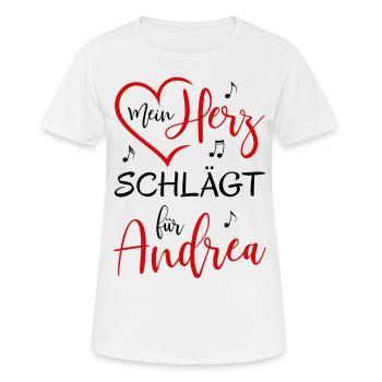 Mein Herz schlägt für Andrea - Frauen T-Shirt atmungsaktiv - Weiß - Vorne - AI Model Female 172 dark (172cm)