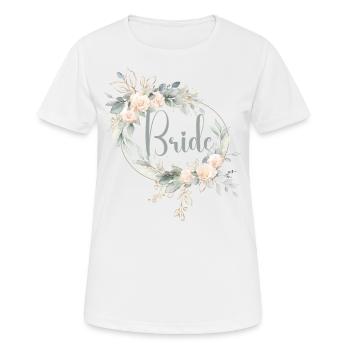 Bride Blumenkranz aus Rosen - Frauen T-Shirt atmungsaktiv - Weiß - Vorne - AI Model Female 172 dark (172cm)