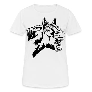 Lustiges Pferd Pferde Portrait Reiter Wilsigns - Frauen T-Shirt atmungsaktiv - Weiß - Vorne - AI Model Female 172 dark (172cm)