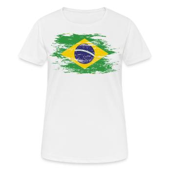 Brasilien Flagge used - Frauen T-Shirt atmungsaktiv - Weiß - Vorne - AI Model Female 172 dark (172cm)