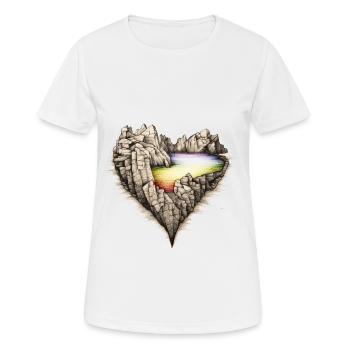 Regenbogensee in den Felsen. In Form eines Herzens. - Frauen T-Shirt atmungsaktiv - Weiß - Vorne - AI Model Female 172 dark (172cm)