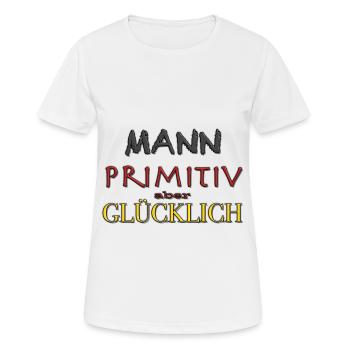 Mann primitiv gluecklich - Frauen T-Shirt atmungsaktiv - Weiß - Vorne - AI Model Female 172 dark (172cm)