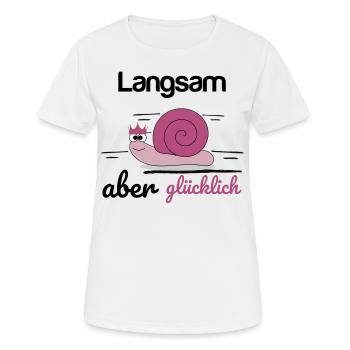 Joggen Schnecke Krone langsam aber glücklich - Frauen T-Shirt atmungsaktiv - Weiß - Vorne - AI Model Female 172 dark (172cm)