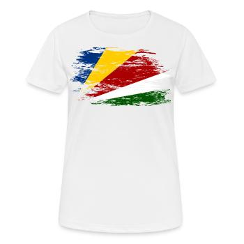 Seychellen Flagge used - Frauen T-Shirt atmungsaktiv - Weiß - Vorne - AI Model Female 172 dark (172cm)