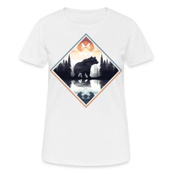 Abstrakter Bär in den Bergen - Frauen T-Shirt atmungsaktiv - Weiß - Vorne - AI Model Female 172 dark (172cm)