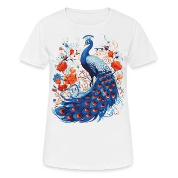 Paon coloré - Art populaire - T-shirt respirant Femme - blanc - Devant - AI Model Female 172 dark (172cm)