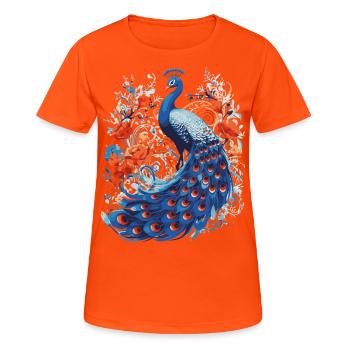 Colorful Peacock - Folk Art - Women's Breathable T-Shirt - neon orange - Front - AI Model Female 172 dark (172cm)
