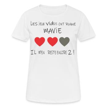 Les Jeux Vidéo Ont Ruiné Ma Vie - T-shirt respirant Femme - blanc - Devant - AI Model Female 172 dark (172cm)