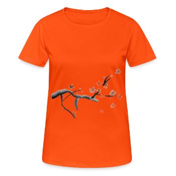 Sakura, les fleurs de cerisier - T-shirt respirant Femme - orange néon - Devant - AI Model Female 172 dark (172cm)