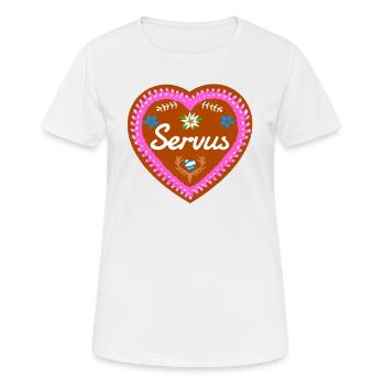 Lebkuchenherz - Herz - Servus Edelweiß - Frauen T-Shirt atmungsaktiv - Weiß - Vorne - AI Model Female 172 dark (172cm)