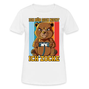 Zocken Gaming Ich Höre Dich Nicht Ich Zocke - Frauen T-Shirt atmungsaktiv - Weiß - Vorne - AI Model Female 172 dark (172cm)