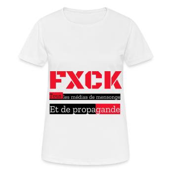 FXCK Les médias - T-shirt respirant Femme - blanc - Devant - AI Model Female 172 dark (172cm)