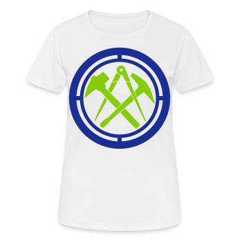 Dachdecker Zunft Logo Wappen | Farben änderbar - Frauen T-Shirt atmungsaktiv - Weiß - Vorne - AI Model Female 172 dark (172cm)
