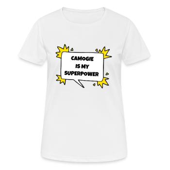 Camogie ist meine Supermacht - Frauen T-Shirt atmungsaktiv - Weiß - Vorne - AI Model Female 172 dark (172cm)