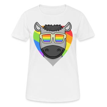 LGBT Animal Donkey Rainbow Heart - T-shirt respirant Femme - blanc - Devant - AI Model Female 172 dark (172cm)