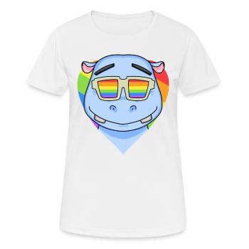 LGBT Tier Nilpferd Regenbogen Herz - Frauen T-Shirt atmungsaktiv - Weiß - Vorne - AI Model Female 172 dark (172cm)