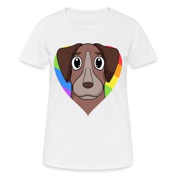 Homosexuell Regenbogen Pointer Hund - Frauen T-Shirt atmungsaktiv - Weiß - Vorne - AI Model Female 172 dark (172cm)