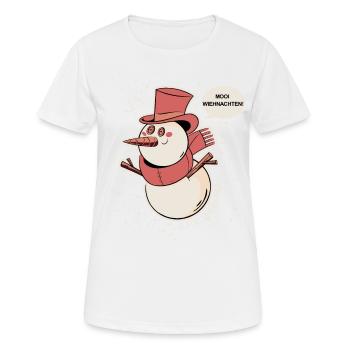 Lüttje Sneeimann Plattdeutsch Schneemann - Frauen T-Shirt atmungsaktiv - Weiß - Vorne - AI Model Female 172 dark (172cm)