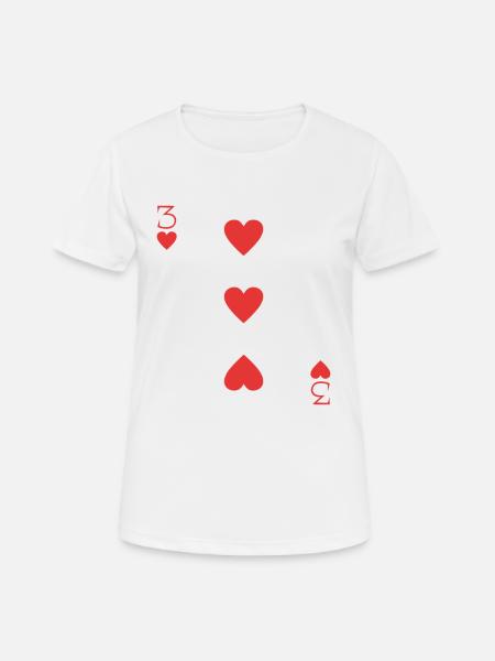 Coeur de carte à jouer 3 - T-shirt respirant Femme - blanc