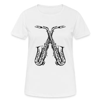 Saxophones croisés - T-shirt respirant Femme - blanc - Devant - AI Model Female 172 dark (172cm)